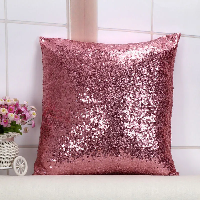 Domestic Square Shiny Pillow Covers, Solid Color Cushion Cases