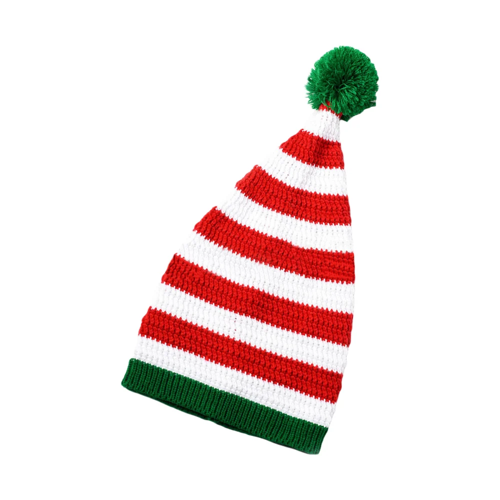 Kid Adult Hat Striped Knit Plush Ball Holiday Supplies Decoration