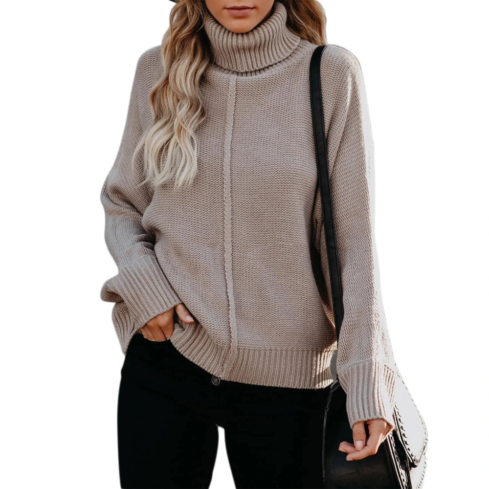 Women’s Fashion Solid Color High Collar Long-sleeved Loose Sweater