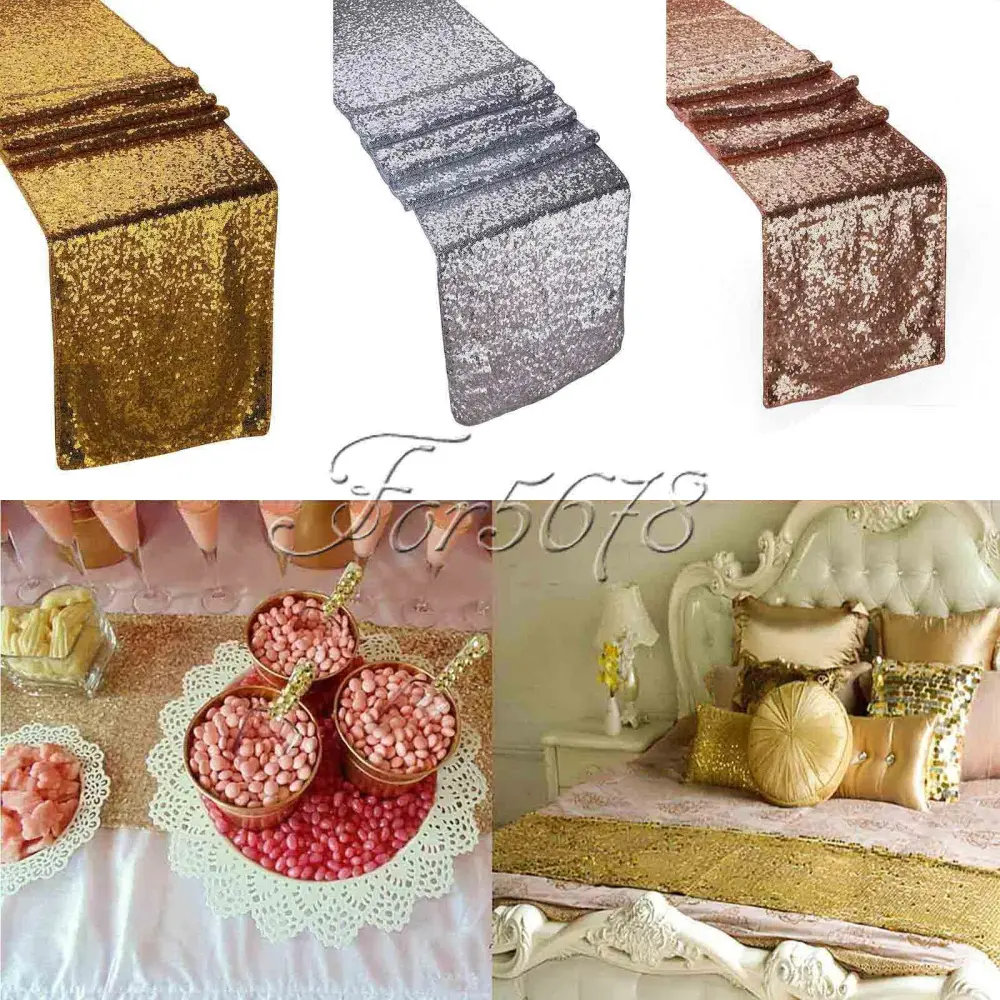 Sequin Table Runner Sparkle Glitter Photo Backdrop Wedding Decorations