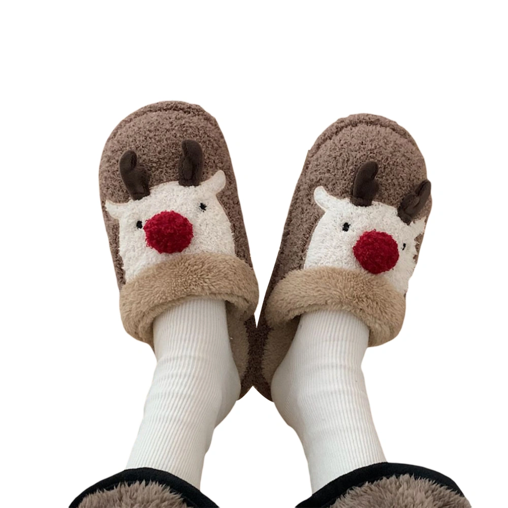 Winter Warm Home Slippers Cute Cartoon Elk Animals Indoor Shoes