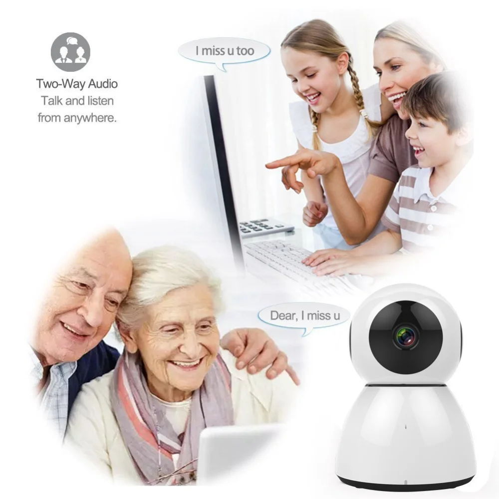 Wireless 1080P Webcam, WiFi Pan Tilt Network IP Camera Night Vision