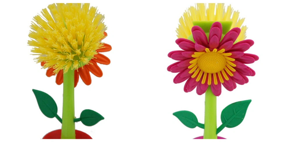 Sun Flower Dish Scrub Brush Kitchen Cleaning Brush with Handle