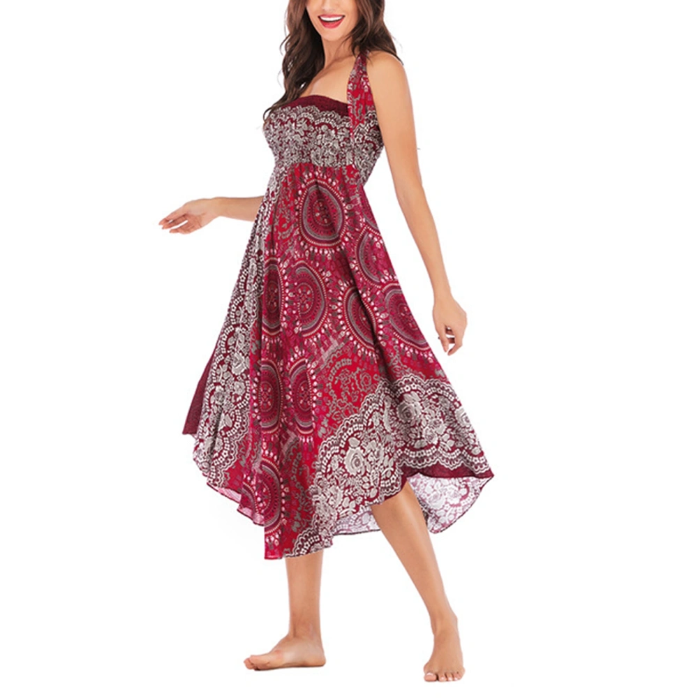 Ladies Summer Bust Skirt, Printing Wide Hemline Beach Long Dress