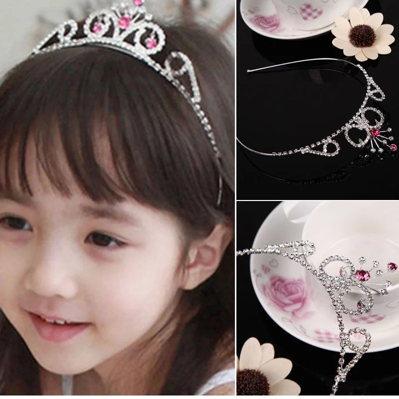 Baby Girls Crown Head Hoop Cute Shiny Crystal Rhinestone Princess Hair Clasp