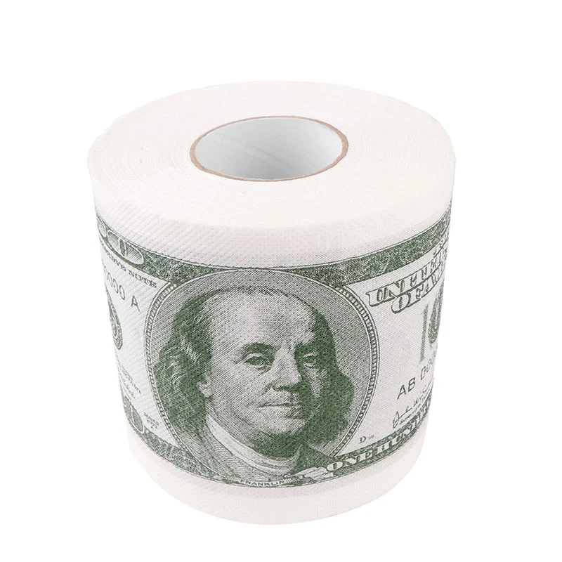 Wood Pulp Roll Paper, Dollar Bill Printed Household Toilet Paper