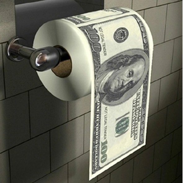 Wood Pulp Roll Paper, Dollar Bill Printed Household Toilet Paper