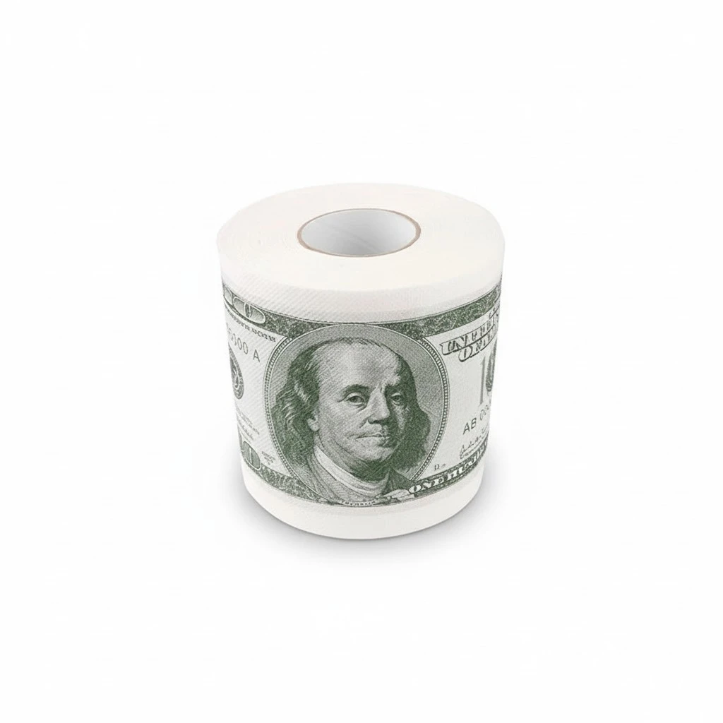 Wood Pulp Roll Paper, Dollar Bill Printed Household Toilet Paper
