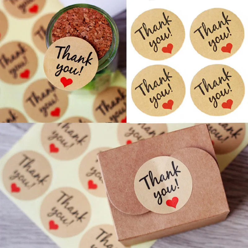 120 x Thank You Stickers Labels Sealing Craft Paste Sticker Tag