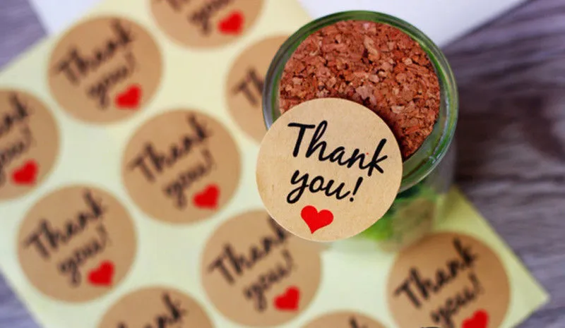 120 x Thank You Stickers Labels Sealing Craft Paste Sticker Tag