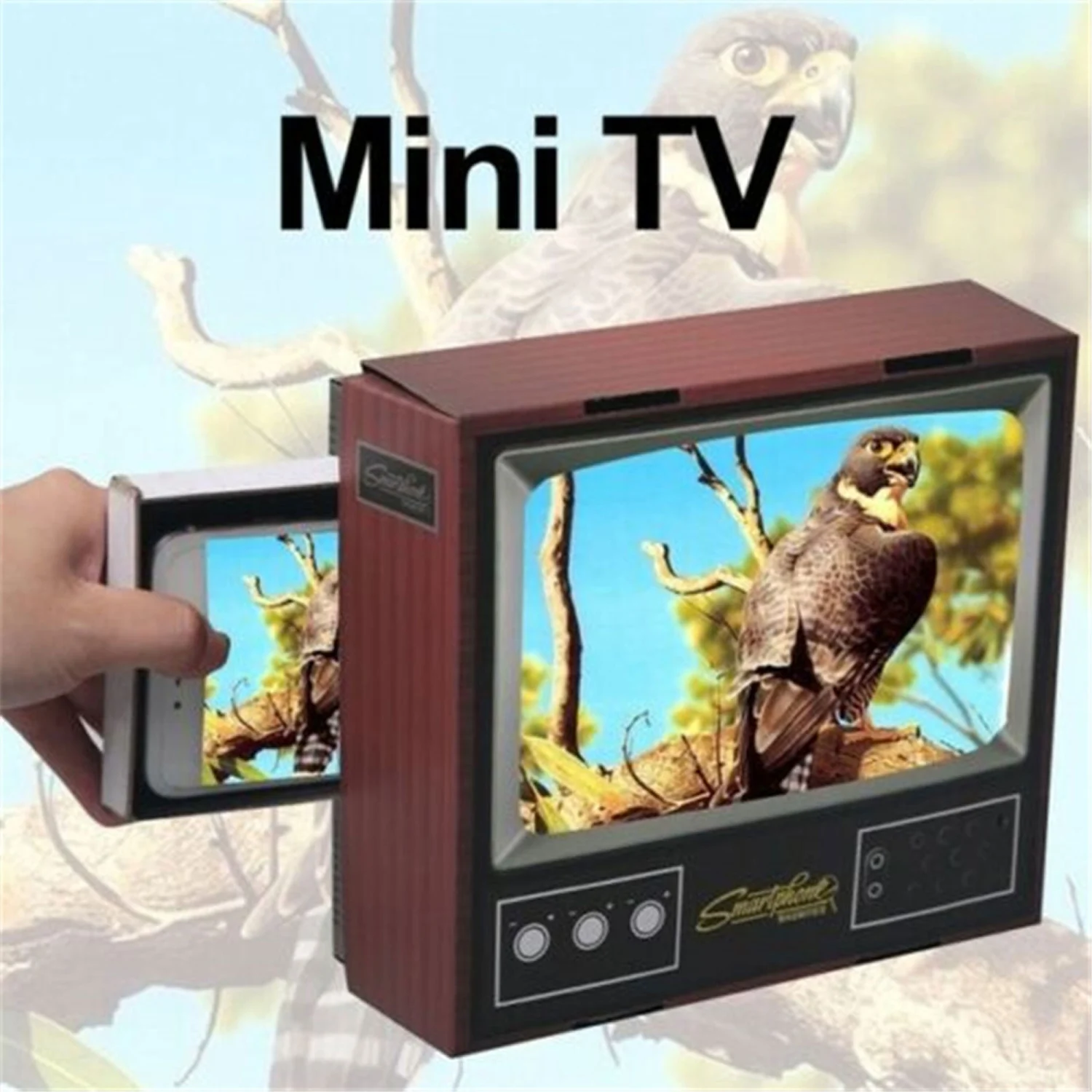 DIY Mini TV Phone Screen Magnifier Curved Screen Fully Enclosed Design