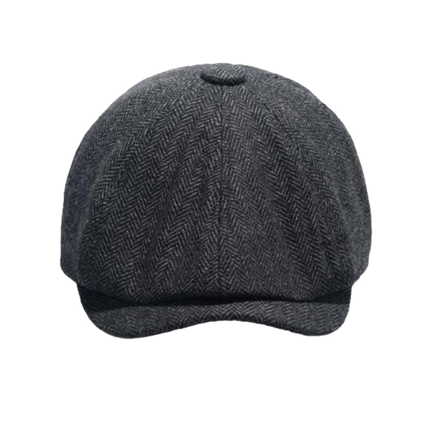Men Tweed Flat Cap Autumn Winter Adjustable Solid Color Beret Hat
