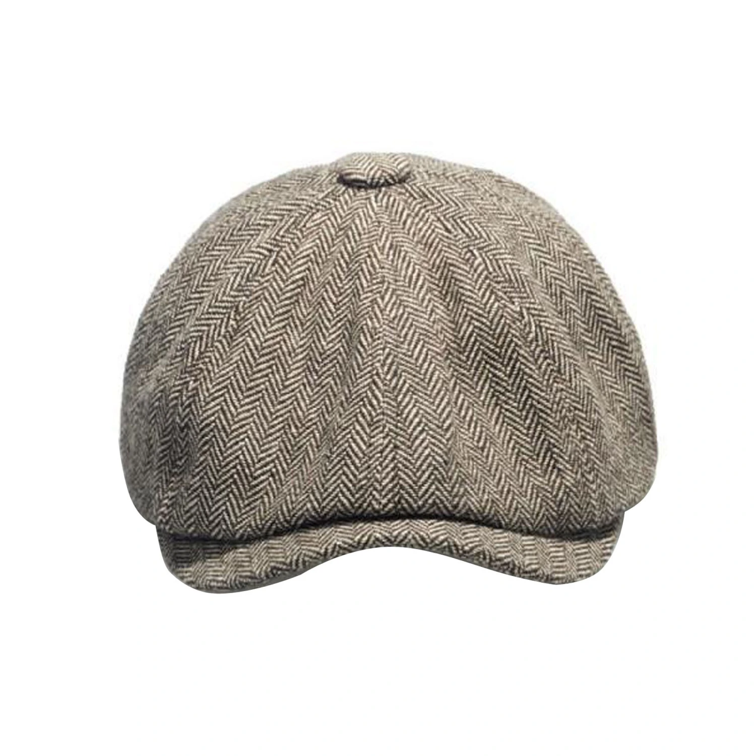 Men Tweed Flat Cap Autumn Winter Adjustable Solid Color Beret Hat