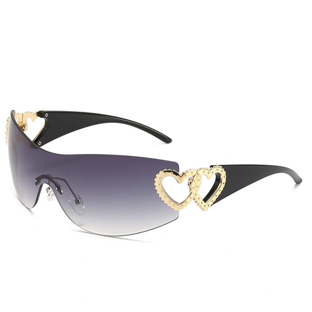 Women Rimless Sunglasses Lightweight Heart Cutout Sports Sun Glasses 