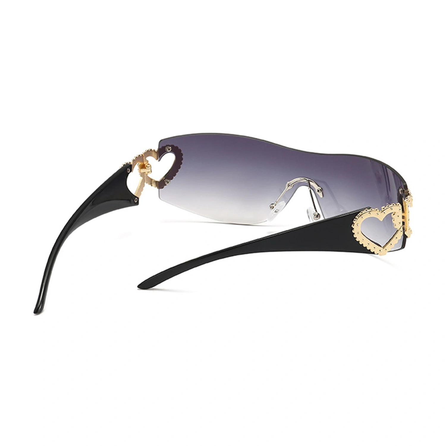 Women Rimless Sunglasses Lightweight Heart Cutout Sports Sun Glasses 