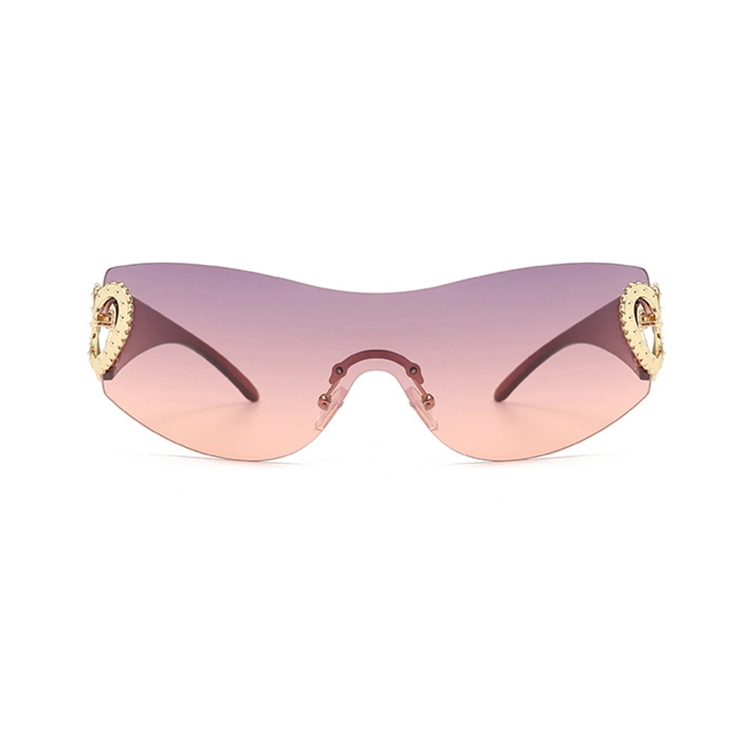 Women Rimless Sunglasses Lightweight Heart Cutout Sports Sun Glasses 