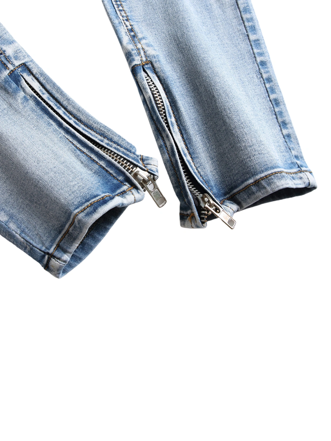Men’s Knee Ripped Mid-waist Stretch Tight-fitting Denim Pants