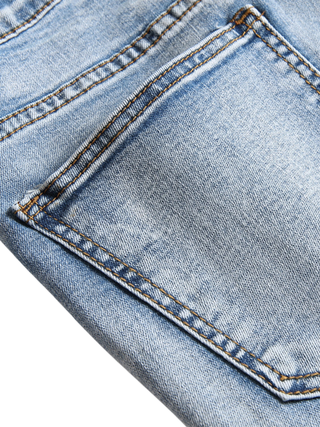 Men’s Knee Ripped Mid-waist Stretch Tight-fitting Denim Pants