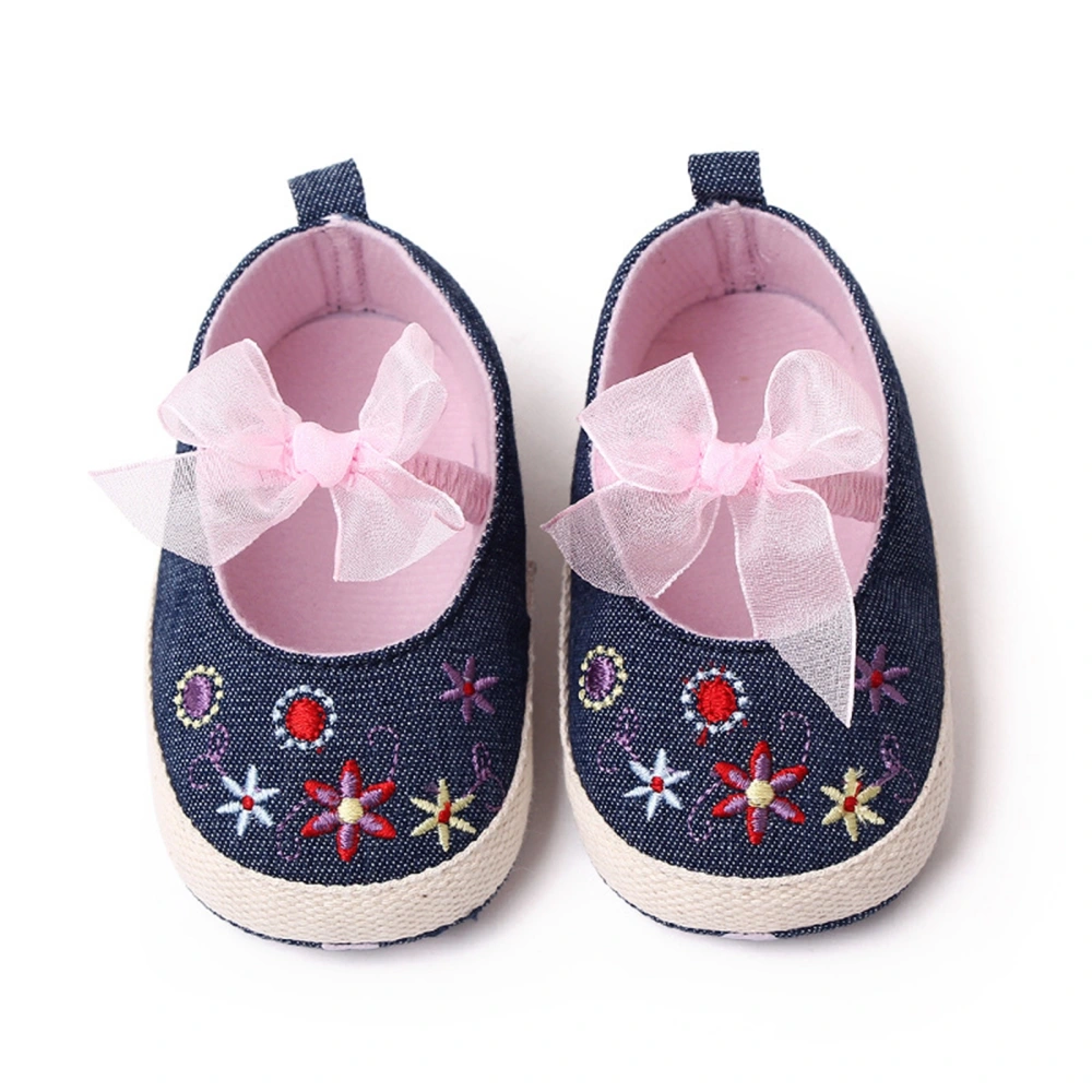 Infant Baby Girls Shoes Non-Slip Soft Soled Flower Embroidery Flats