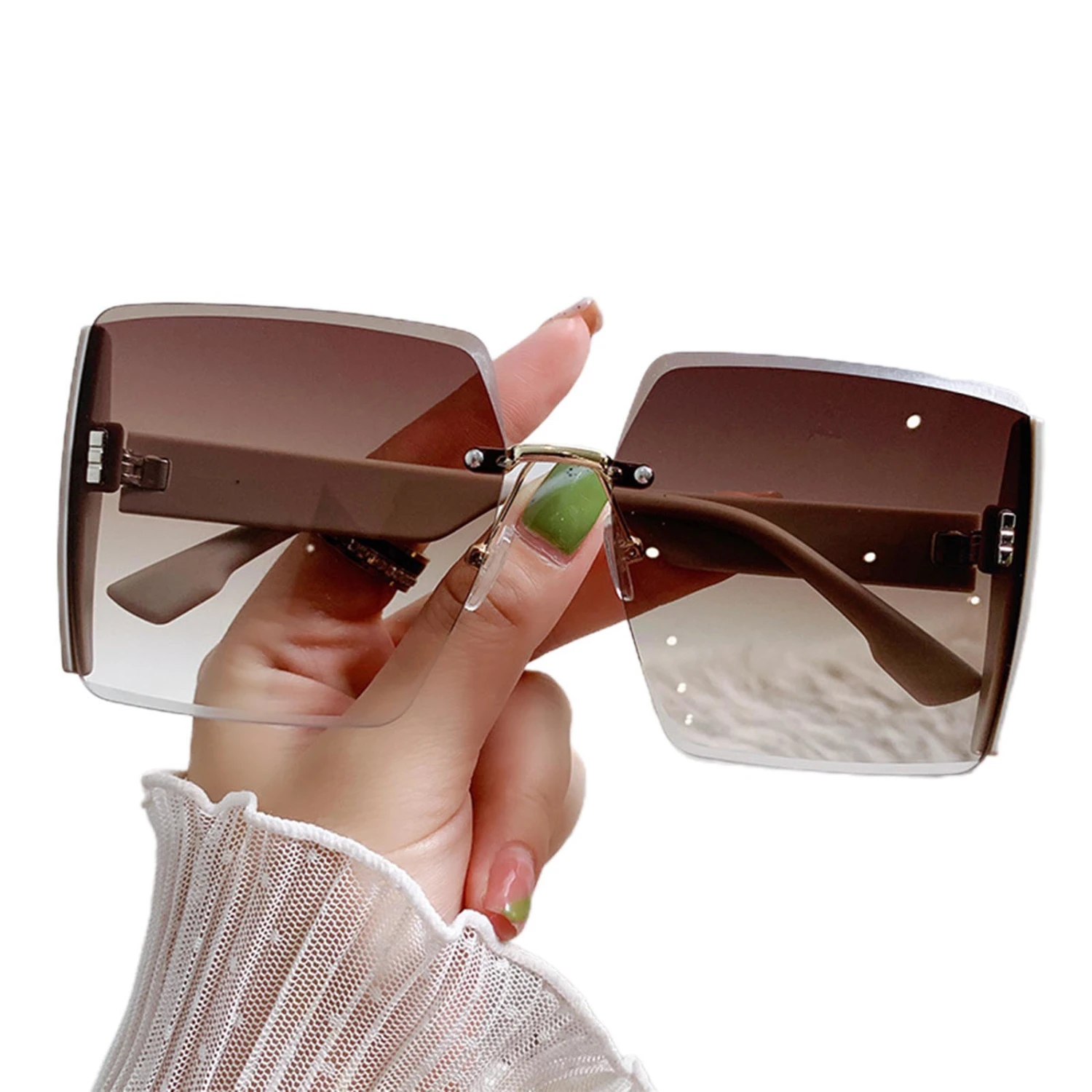 Square Frameless Trimming Sunglasses Sunglasses Vintage Trendy Glasses