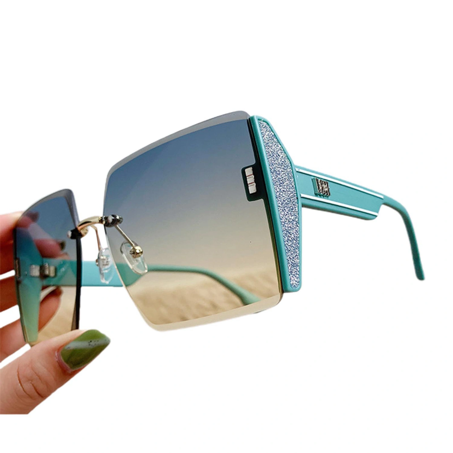 Square Frameless Trimming Sunglasses Sunglasses Vintage Trendy Glasses