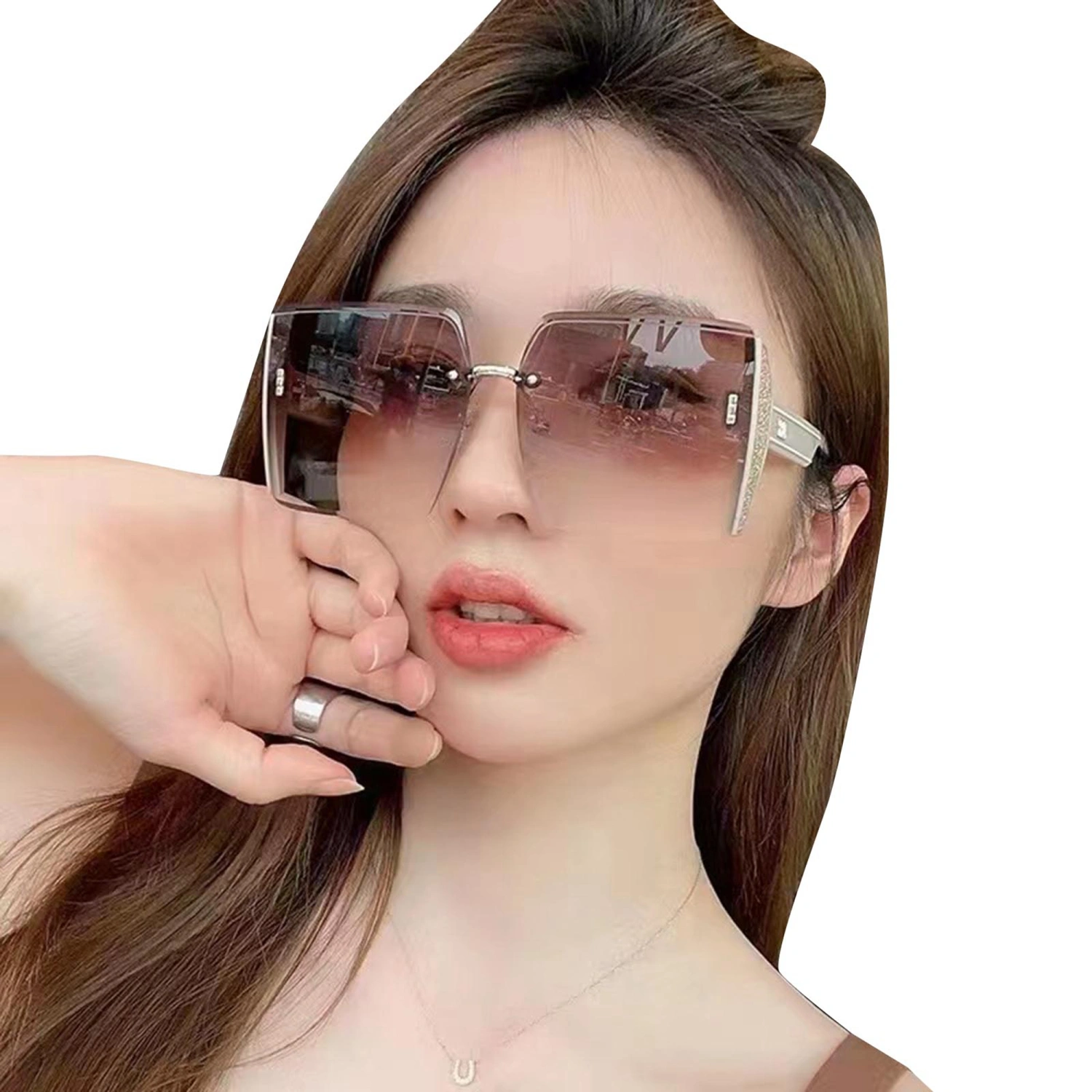 Square Frameless Trimming Sunglasses Sunglasses Vintage Trendy Glasses