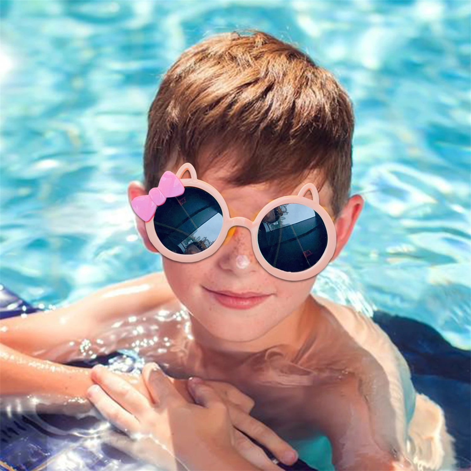 Kids Cat Ear Sunglasses, Cute Anti-UV Bow Sunglasses for Photography