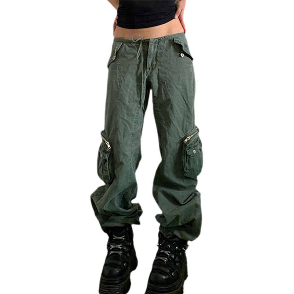 Women Cargo Denim Pants Vintage Low Waist Loose Jeans with Pockets