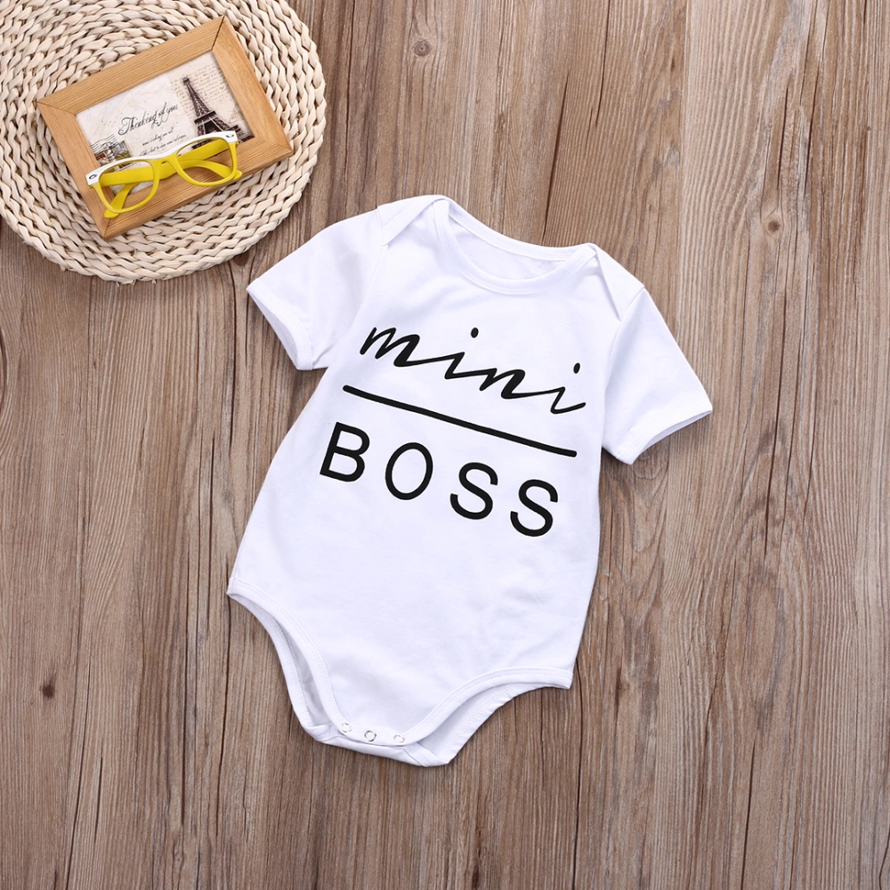 Unisex Baby Short Sleeve Jumpsuit, Letter Printed Casual Bodysuit