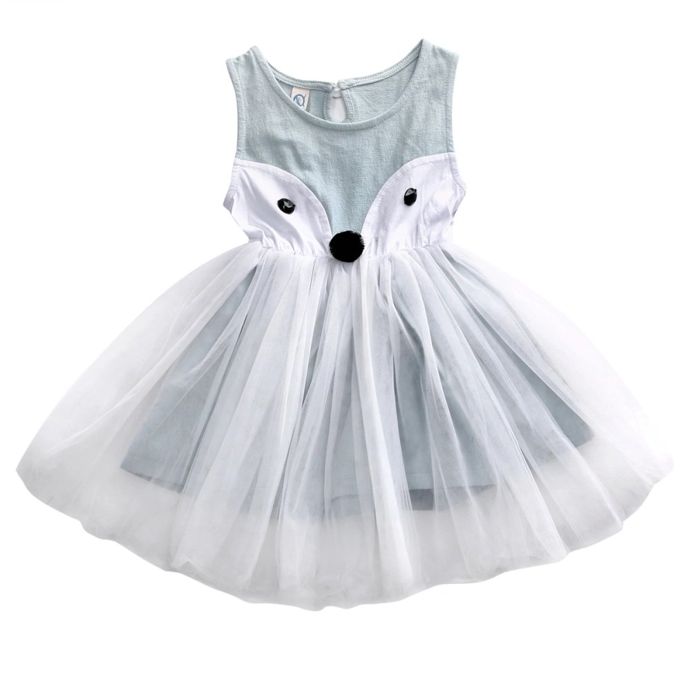 Toddler Kids Girls Sleeveless Dress Cartoon Tulle Patchwork Dress