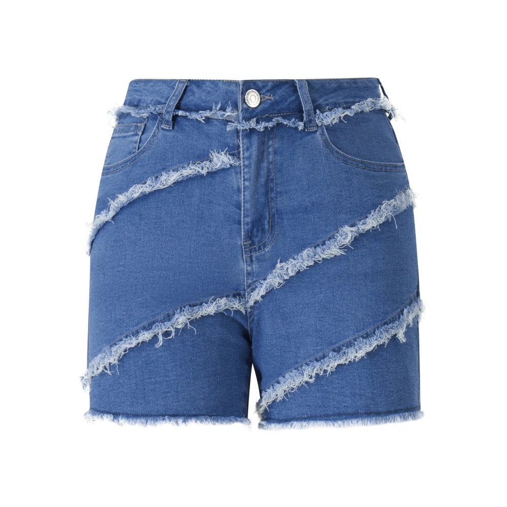 Women Denim Shorts, Summer High Waist Patchwork Casual Shorts