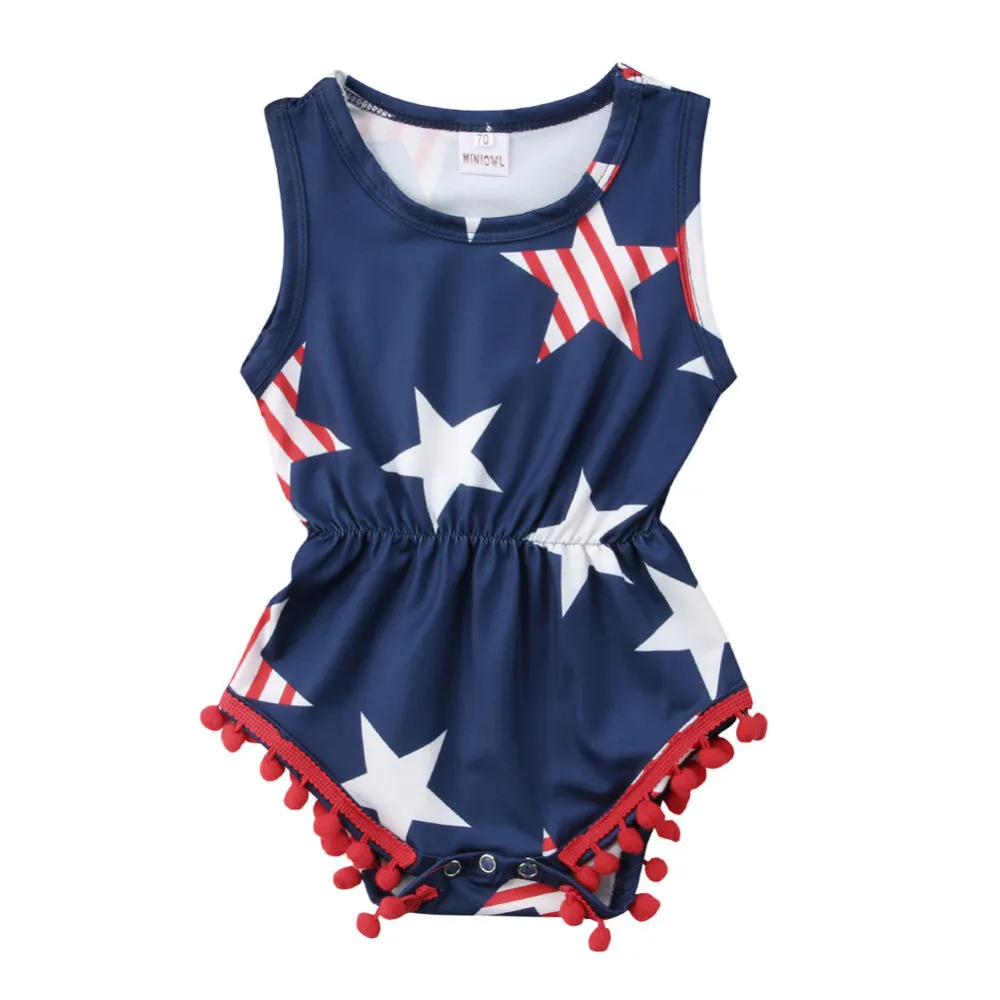 Infant Baby Girls Summer Romper, Casual Star Sleeveless Bodysuit