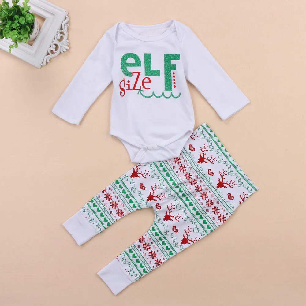 Baby Girls Boys Long Sleeve Round Neck Letter Print Jumpsuit + Pants