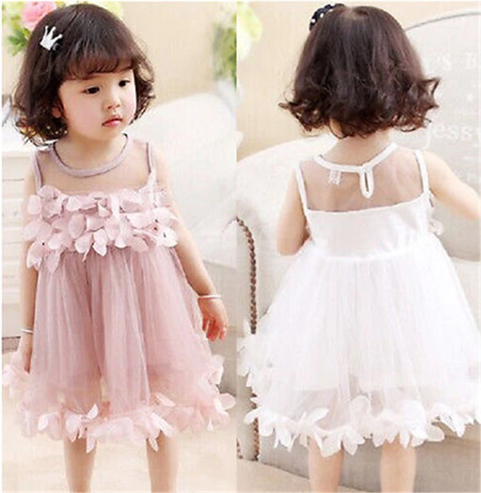 Baby Summer Outfits, 3D Flower O-Neck Sleeveless Tulle Princess Dress