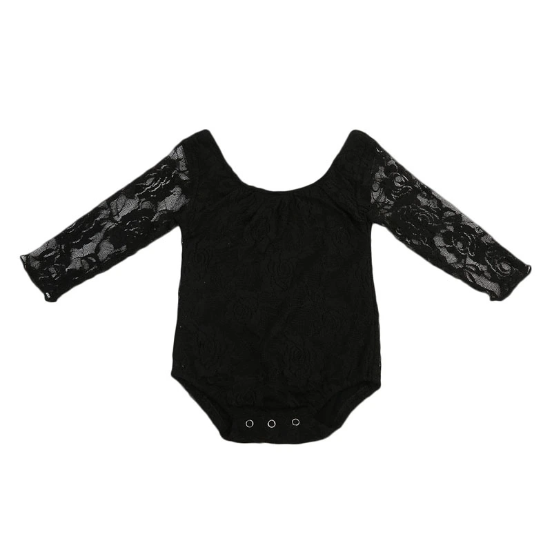 Toddler Summer Bodysuit, Solid Crew Neck Long Sleeve Jumpsuit