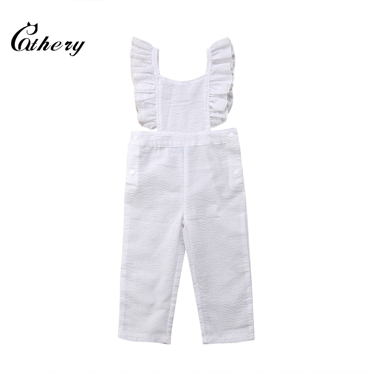 Toddler Kids Girl Summer Romper, Solid Backless Ruffled Bodysuit