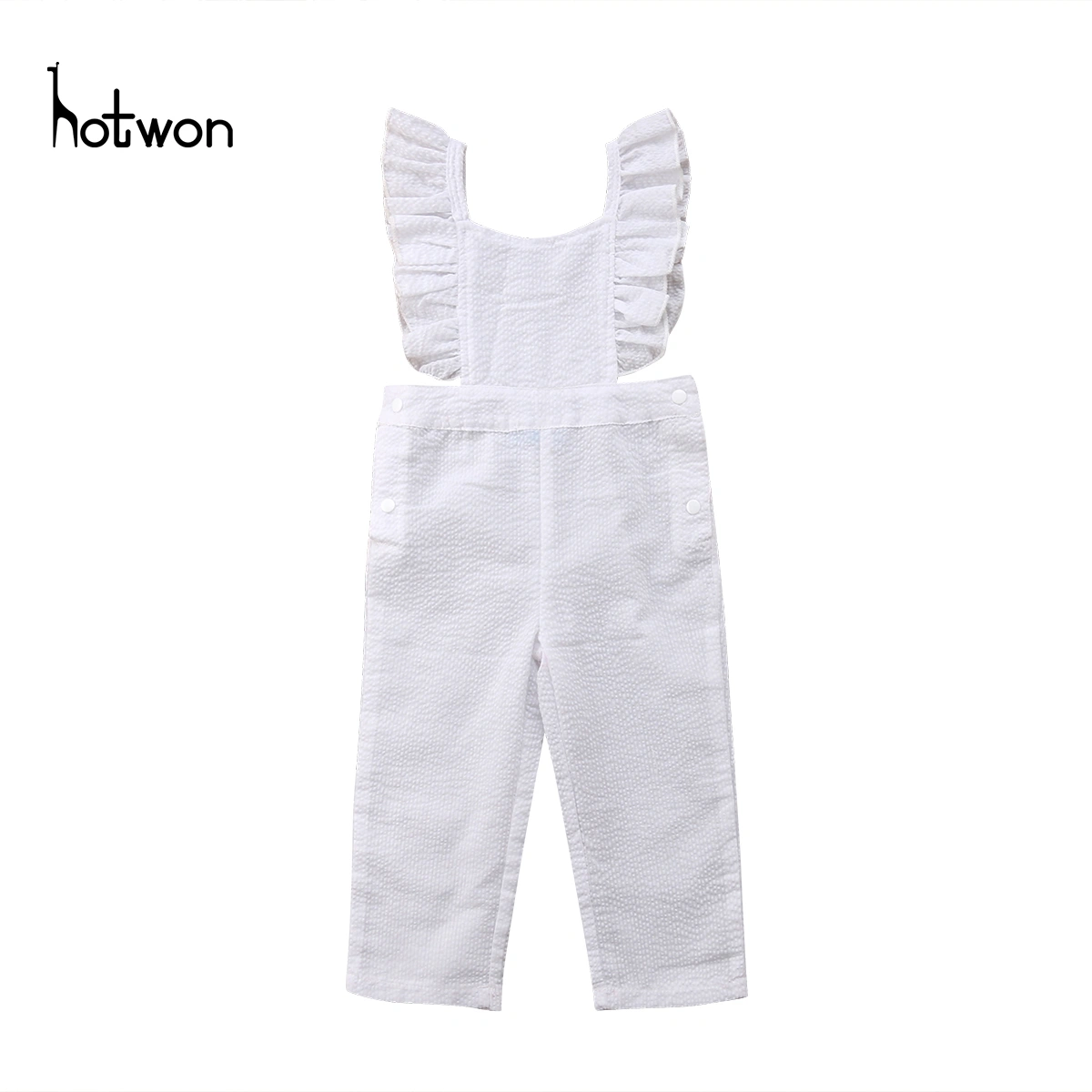 Toddler Kids Girl Summer Romper, Solid Backless Ruffled Bodysuit