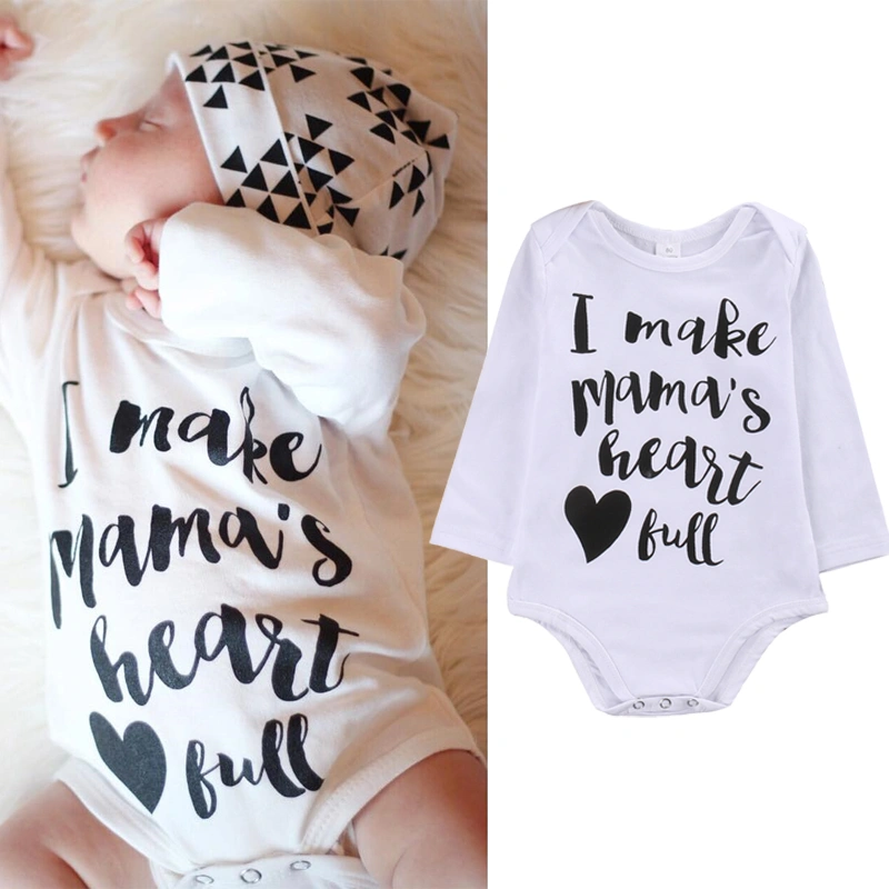 Newborn Spring Baby Unisex Jumpsuit, Long Sleeve Letter Print Romper