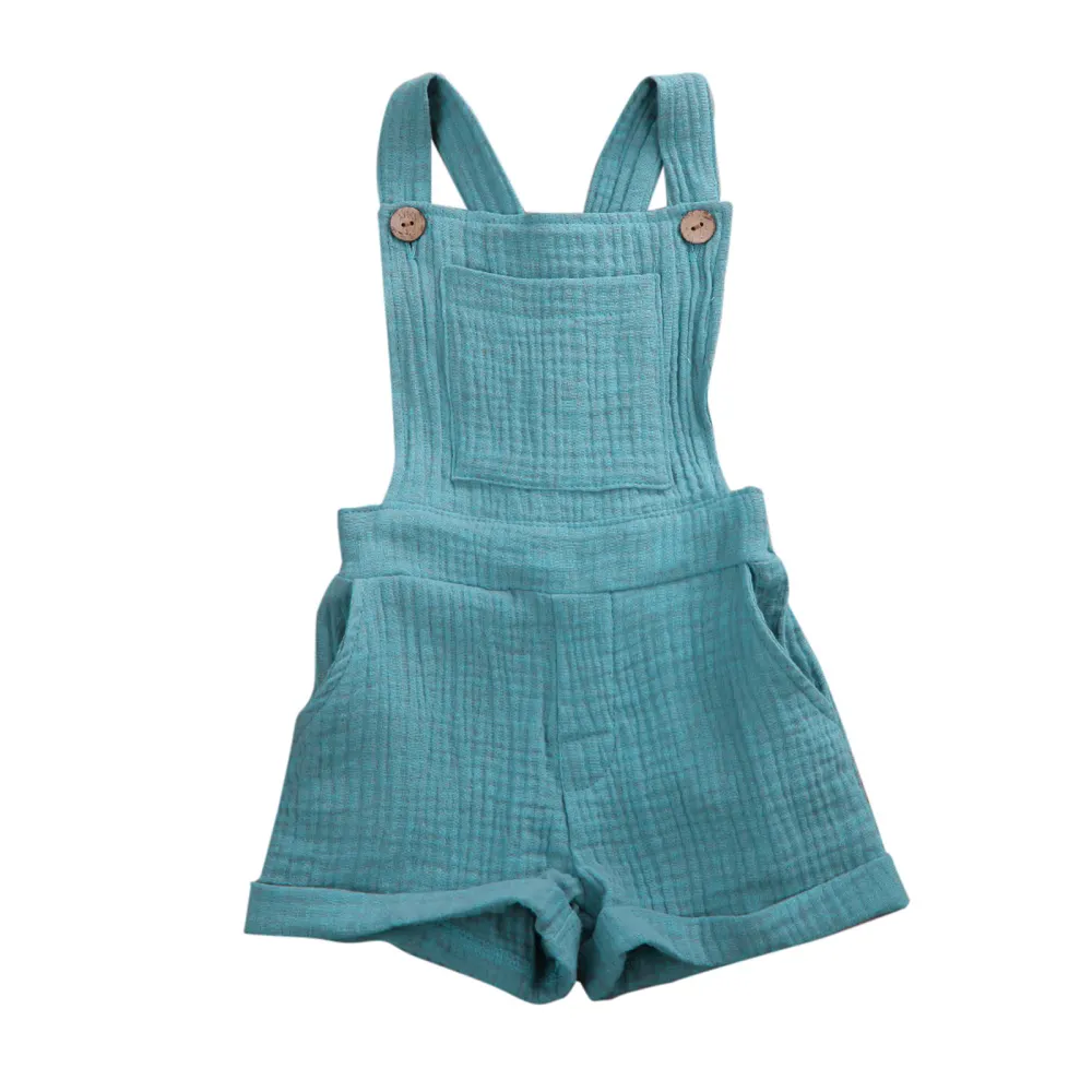 Infant Baby Square Neck Romper, Unisex Pure Color Strap Bodysuit