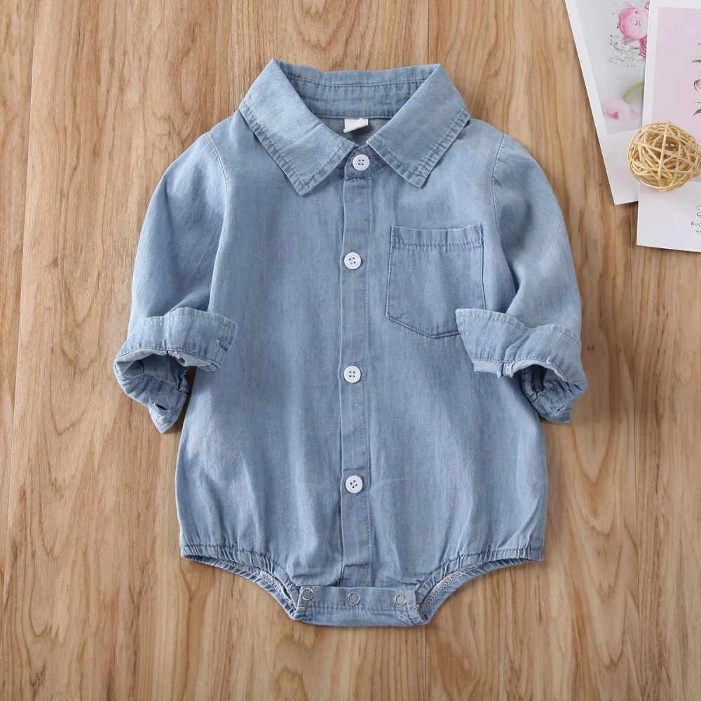 Newborn Baby Long Sleeve Romper Casual Denim Ruffled Jumpsuit