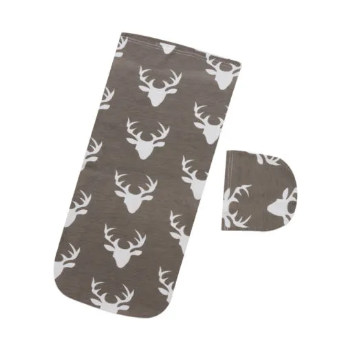 Baby Sleeping Bag with Beanie Hat, Rectangle Deer Head Printed Sleep Bag