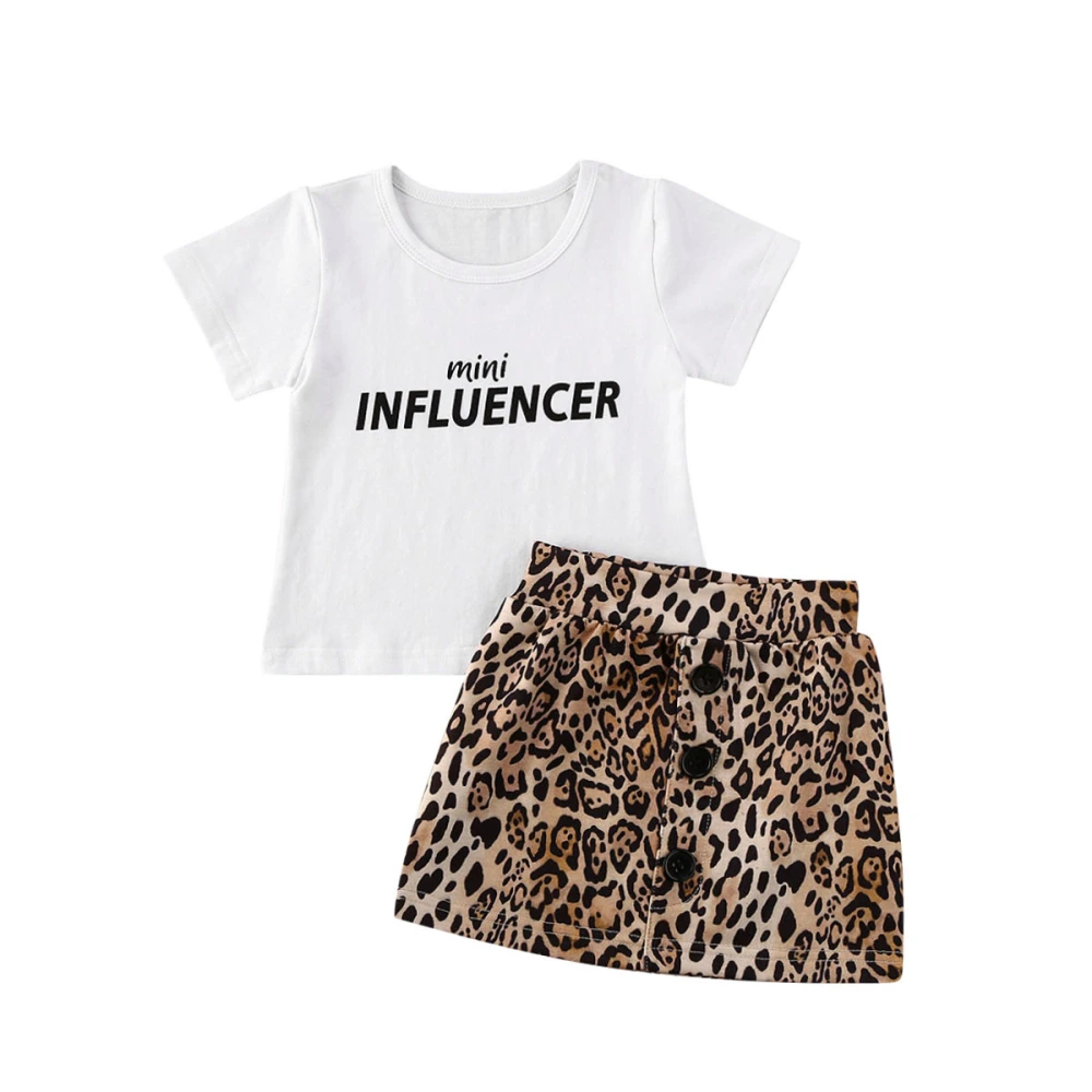 Infant Girls Clothing Set, Short-Sleeved Print T-Shirt + Variegated Skirt