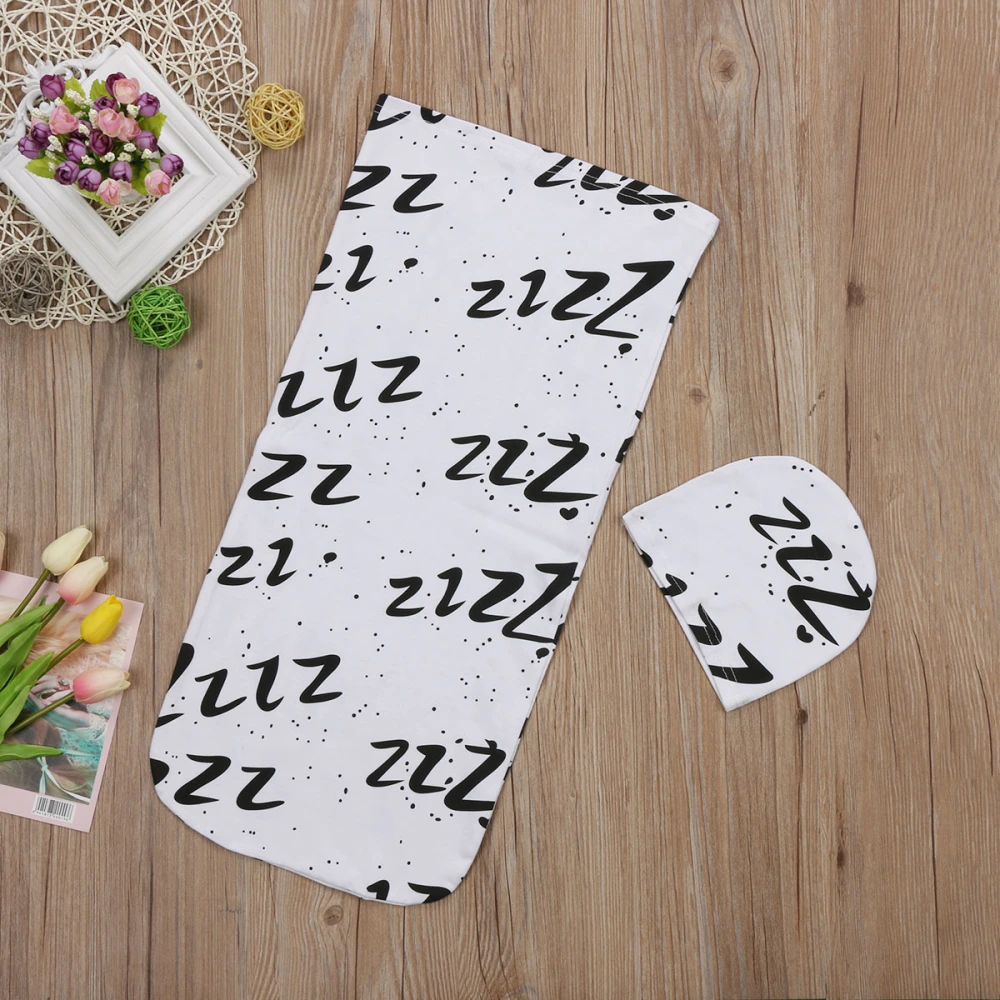 Baby Sleeping Bag with Beanie Hat, Rectangle Letter Z Printed Sleep Bag