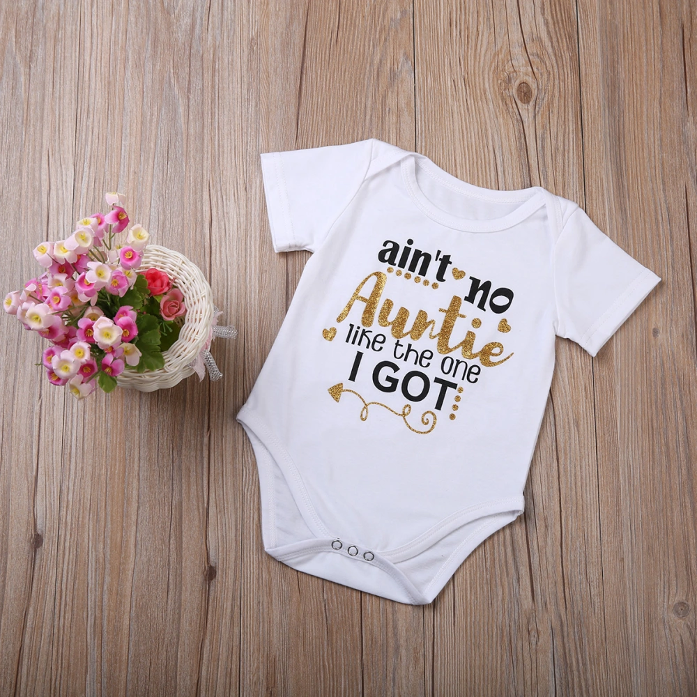 Baby Leisure Jumpsuit Simple Letter Printing Stylish Crew Neck Soft Romper