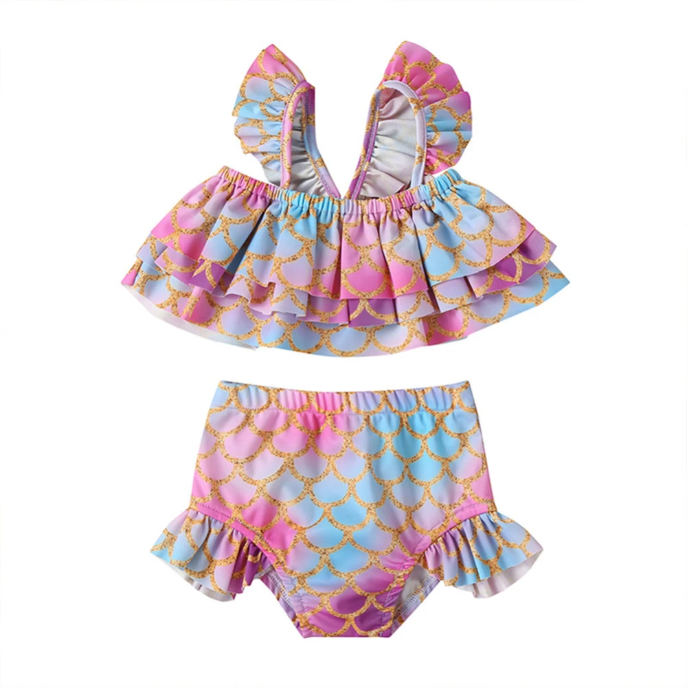 Baby Girl's Mermaid Swimsuit Sets Fish Scales Bathing Suit Set