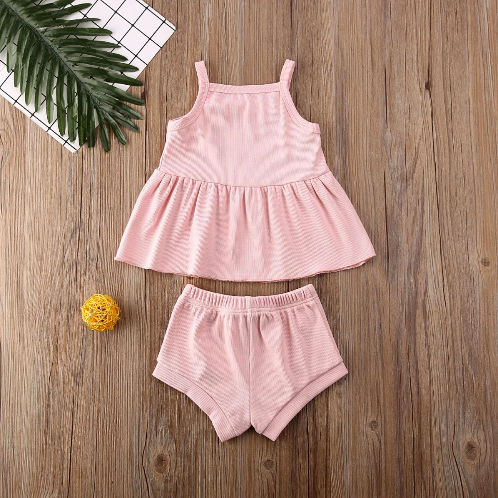 Newborn Baby Summer Outfits, Square Neck Plain Dress + Solid Color Shorts