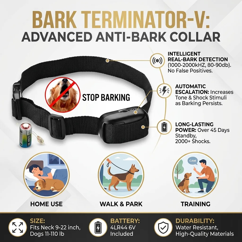 Dogs Training Anti-Barking Collar, Pet Stop Barking Control Collar Device