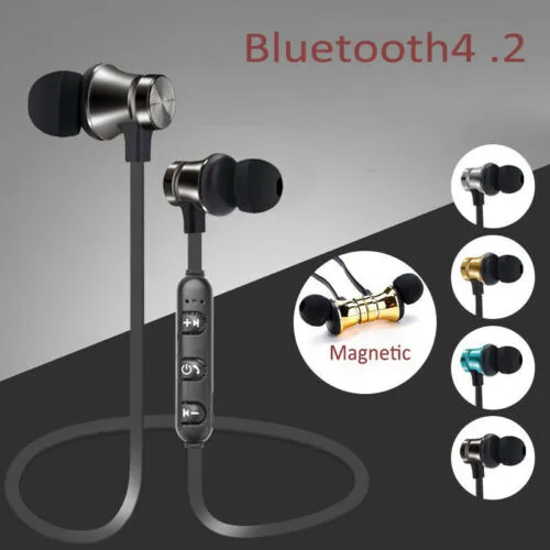 Metal Magnetic Wireless Bluetooth Earphone, Sports Headset Stereo Bass