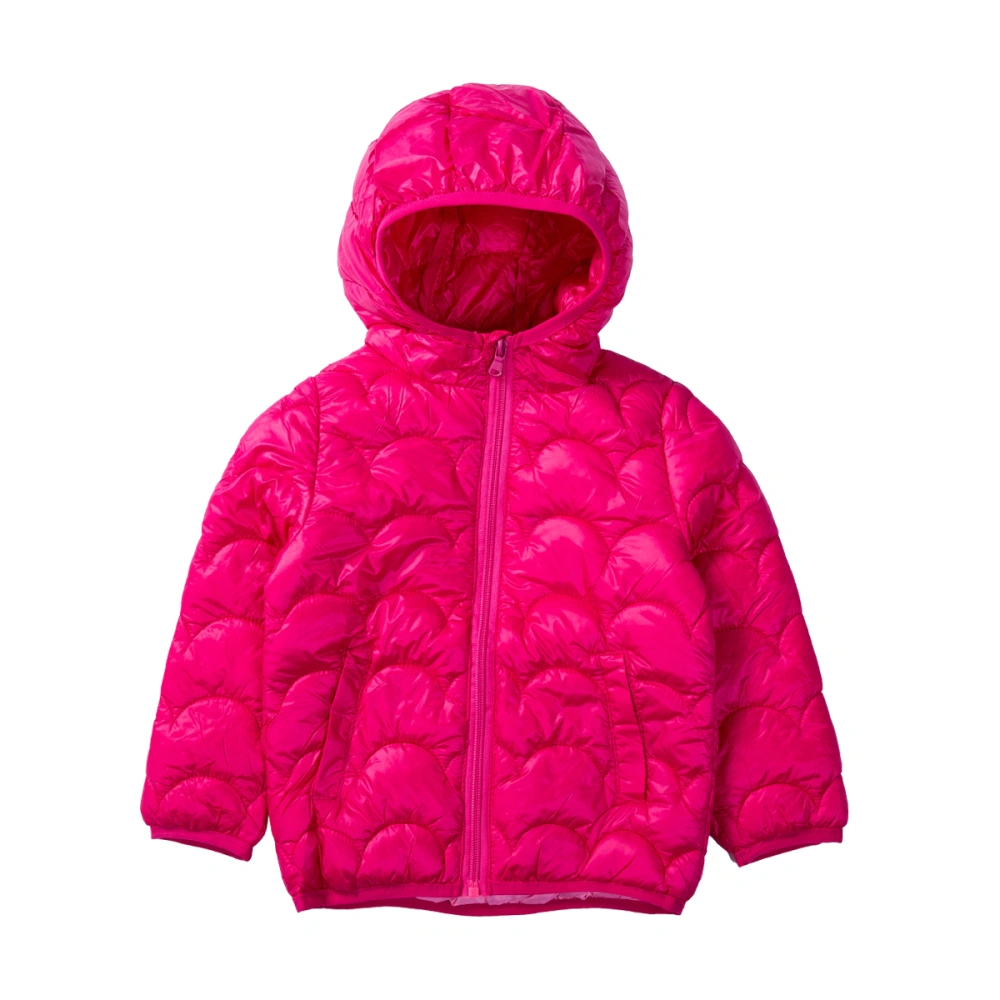 Kids Winter Unisex Coat, Solid Color Hooded Long Sleeves Zipper Down Jacket