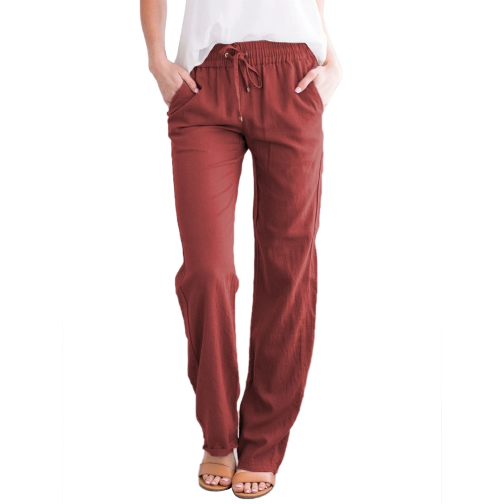 Women's Loose Trousers Solid Color Drawstring Wide-leg Trousers Pants